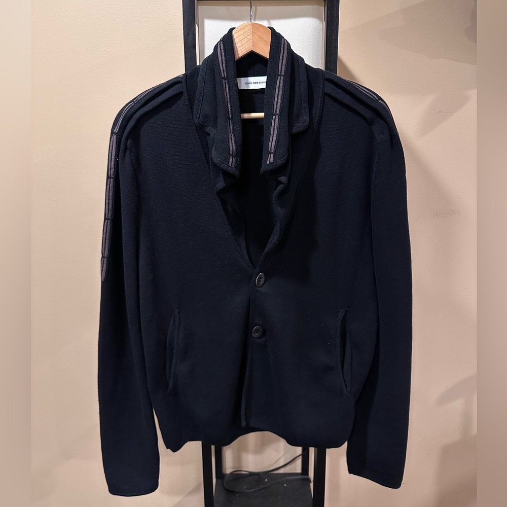 Kiko Kostadinov Black Oval Button Up Sweater Cardigan
